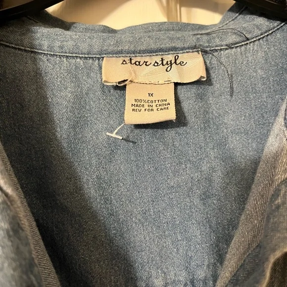 Star Style 1X distressed denim tunic dress - Picture 4 of 4